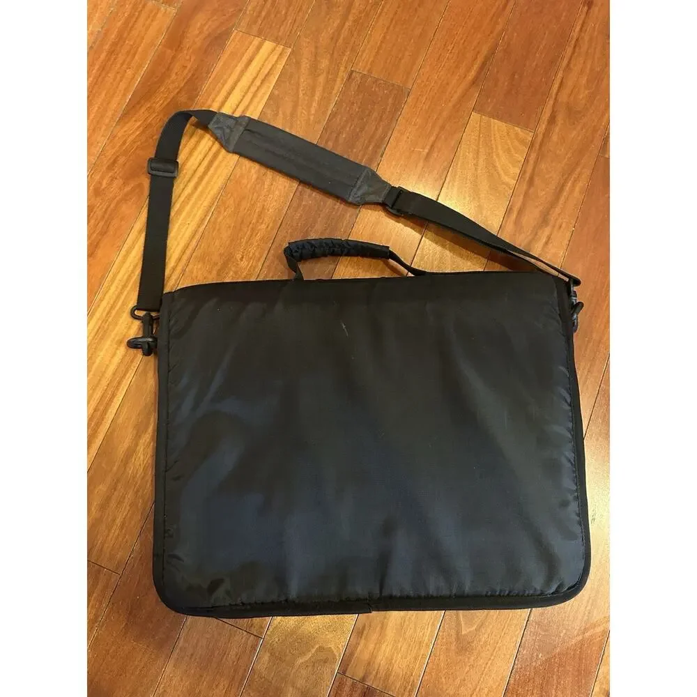 Eddie Bauer Messenger Bag Black Laptop Computer Briefcase Padded Travel Work